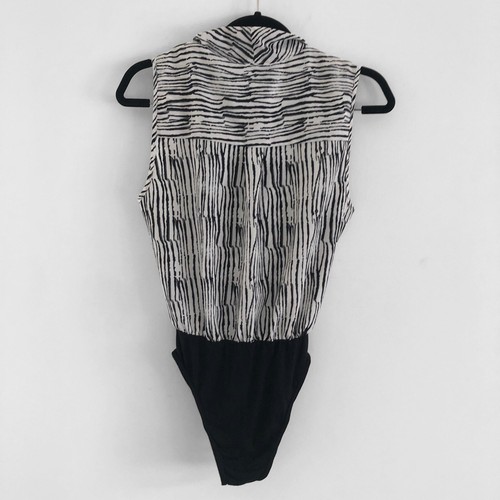 Topshop Animal Print Sleeveless Bodysuit Black White Size UK 10 BNWT - Picture 3 of 12