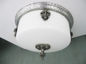 Gorgeous Antique Flush Mount 3 Bulb Art Nouveau Ceiling Fixture