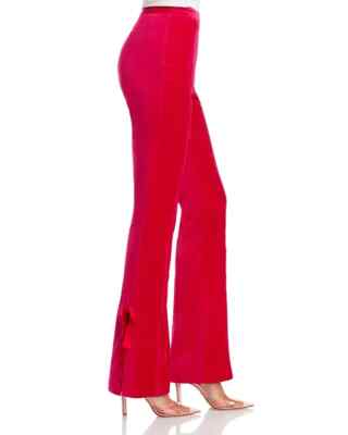 Cinq A Sept Berry Pink Lou Bow-Detailed High-Rise Velvet Pants Size 10 $345