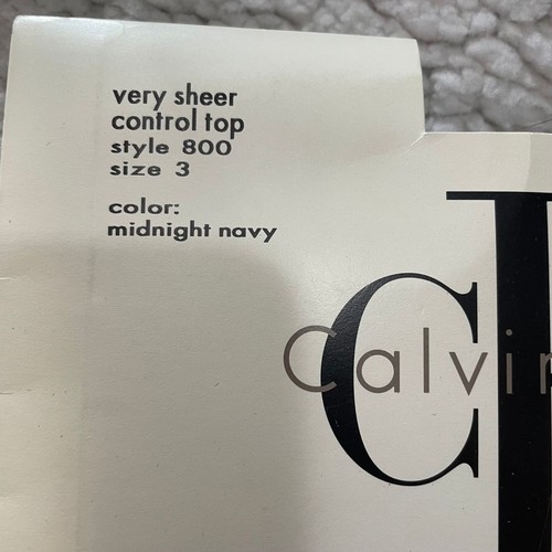 90s Calvin Klein Very Sheer Control Top Pantyhose Midnight Navy Size 3 - Picture 2 of 5