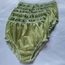 6 Green Nylon Underwear Granny Panties Women Silky Soft Briefs High Waist Size M