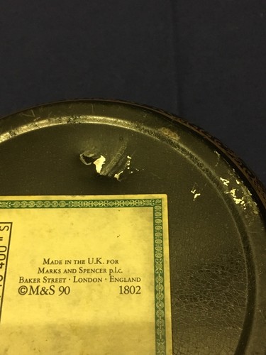 Vintage Empty Tin Box Marks And Spencer 1990 Round Shape Nice Flowers Design - Picture 8 of 12