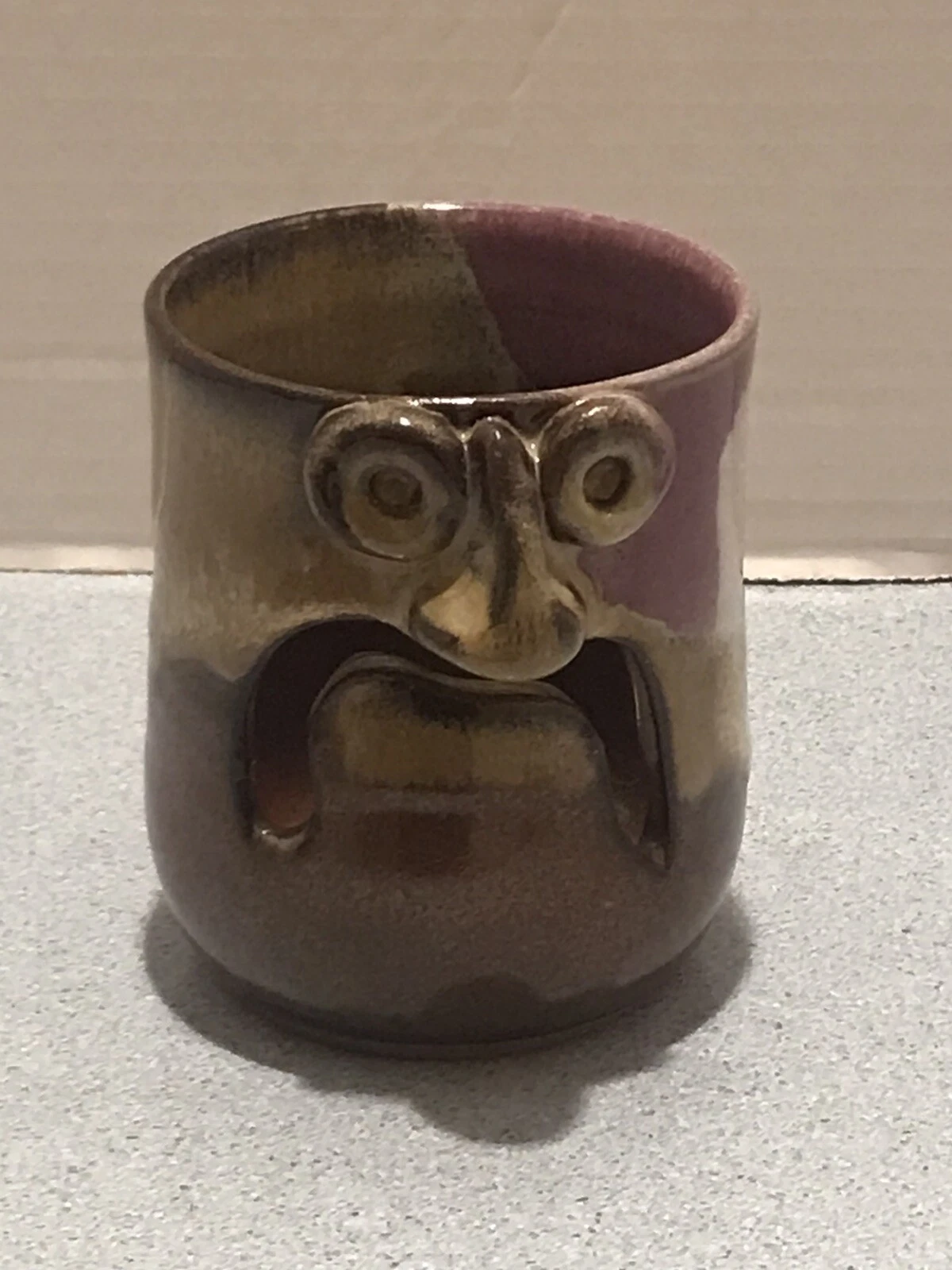 MudWorks Pottery Edgar The Egg Separator Grumpy Face Stoneware Brown