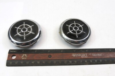 VINTAGE 1956 PACKARD CLIPPER NOS SHIP WHEEL HELM CHROME EMBLEMS SOLD AS A PAIR