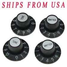 KAISH Black With Silver Hat Knobs Guitar Knobs for LP Epiphone SG