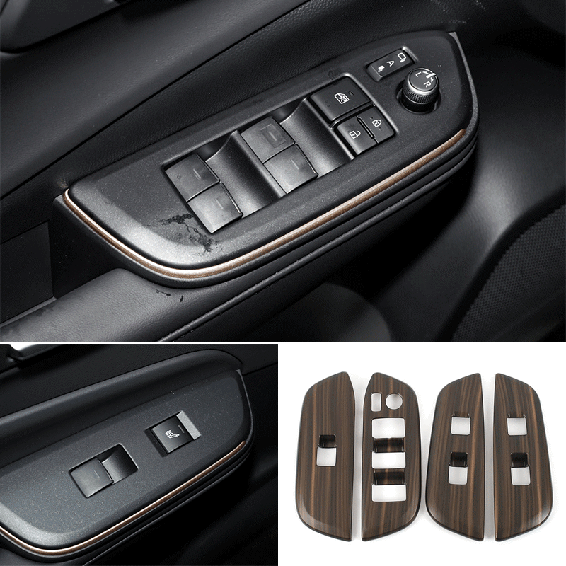 For Toyota Crown 2023-2024 Wood Grain Window Lock Lift Switch Panel cover Trim