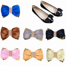 1 Pair Women Bow Bowknot Metal Shoe Clips Glue Buckle Removable Elegant Charm 