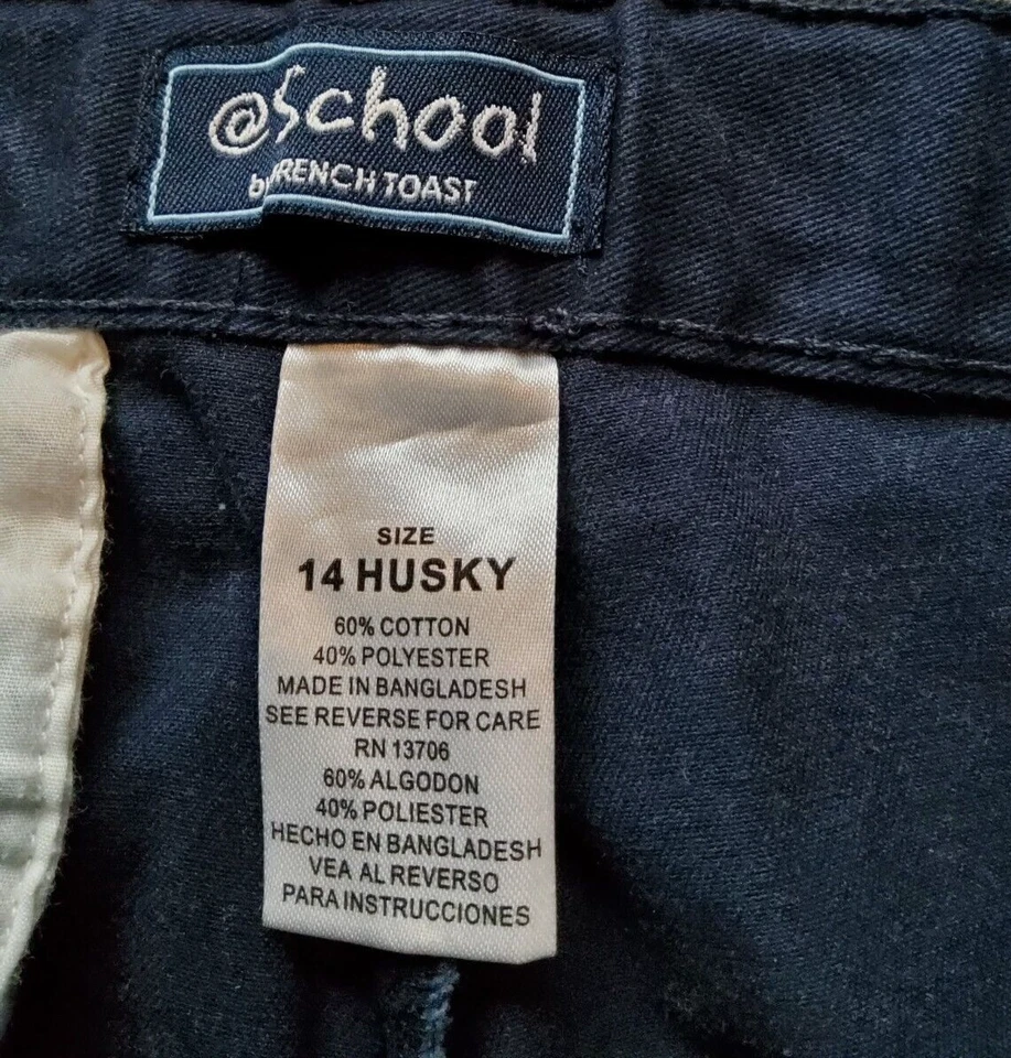 French Toast School Uniform Pants Boys 14 Husky Navy Blue Adjustable Waist - Image 3 of 4