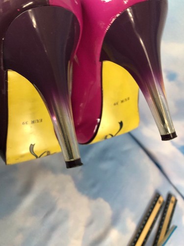 80’s 90’s Vibe Color Block Pumps Shoes Ombre Acrylic Heel 8 M Poetic Justice - Picture 11 of 12