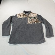 Mossy Oak Sweater Mens Large Gray Fleece Quarter Zip Mock Neck Pullover Hunt