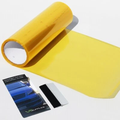 VT SUPPLIES LTD 30 x 200cm GOLDEN YELLOW Headlight Tint Film light Car Vinyl + SQUEEGEE TOOL