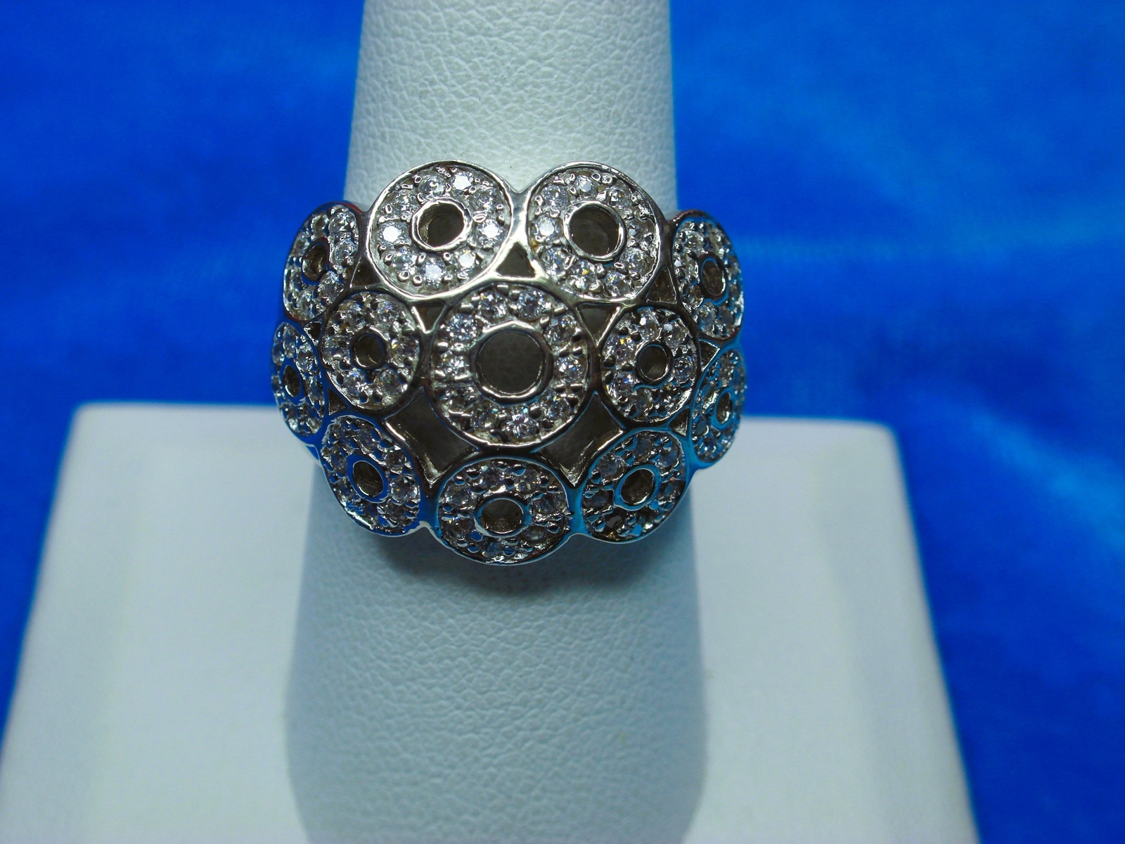 FANCY STERLING SILVER RING SET WITH GLITTERING ST… - image 1