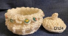 Crochet Handmade Basket with container 8 inch by 3 1/2 in deep