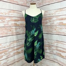 Old Navy Tropical Leaf Print Shift Dress Medium Navy Blue & Green Sundress