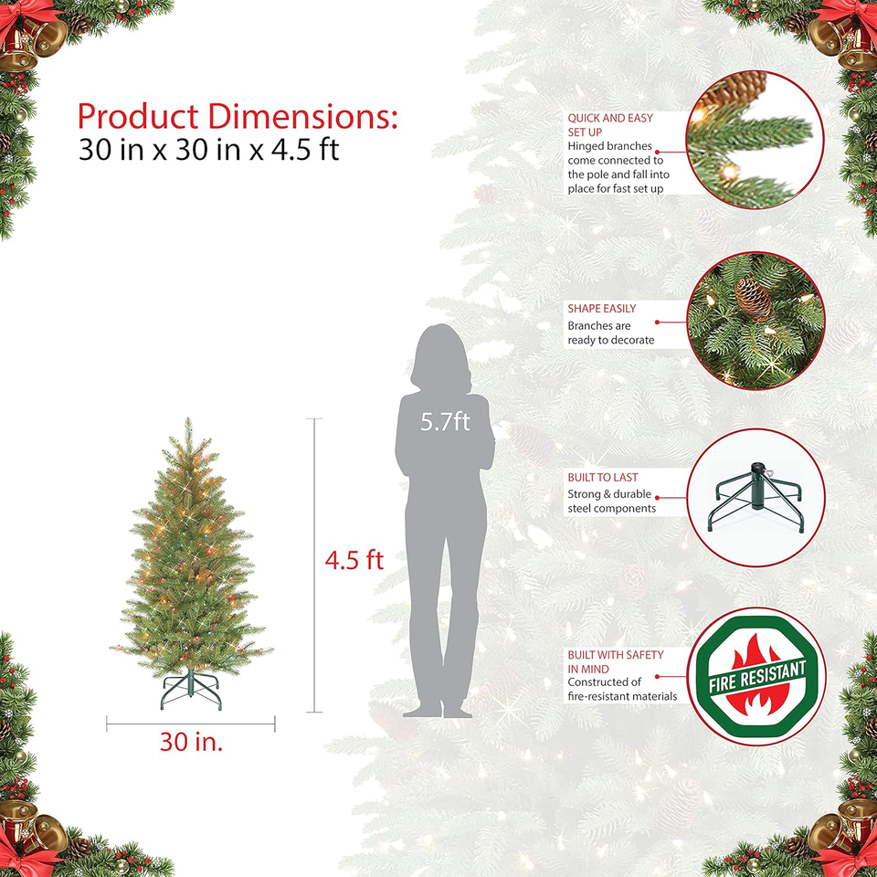 Puleo International PreLit Slim Fraser Fir Artificial Christmas Tree