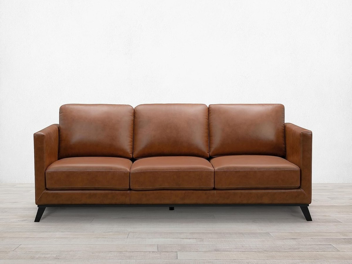 a. dépêche' VIDER sofa camel oil leather Abbyson Living Mid-Century Modern Premium Top Grain 3-Seater