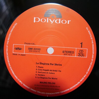 MAURO PELOSI / LA STAGIONE PER MORIRE JAPAN ISSUE LP W/ OBI