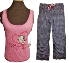 Marilyn Monroe 2 Piece Pajama Set PJ Heart Sparkle Tank & Lounge Pants NWT SMALL