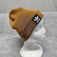 Adidas Beanie Hat Trefoil Originals Grove Adult Knit Cap Winter Gold Brown OSFM