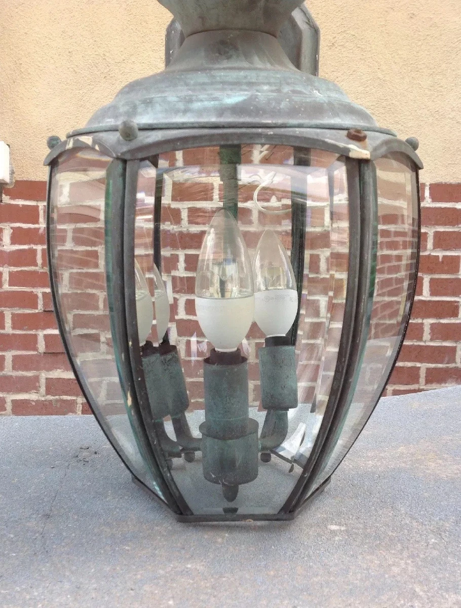 Vintage Porch Light Outdoor Flush Mount Weathered Green Patina eBay