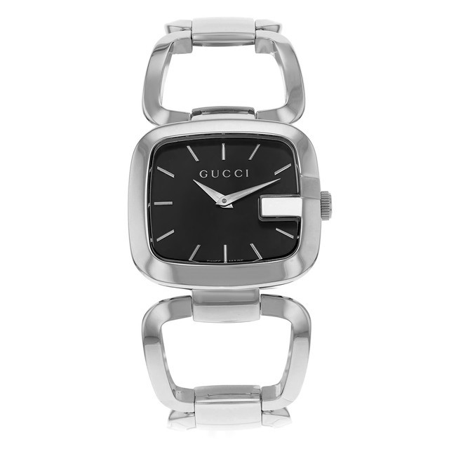 Gucci 125 Black Rectangle Black Dial Steel Quartz Ladies Watch YA125407 | eBay