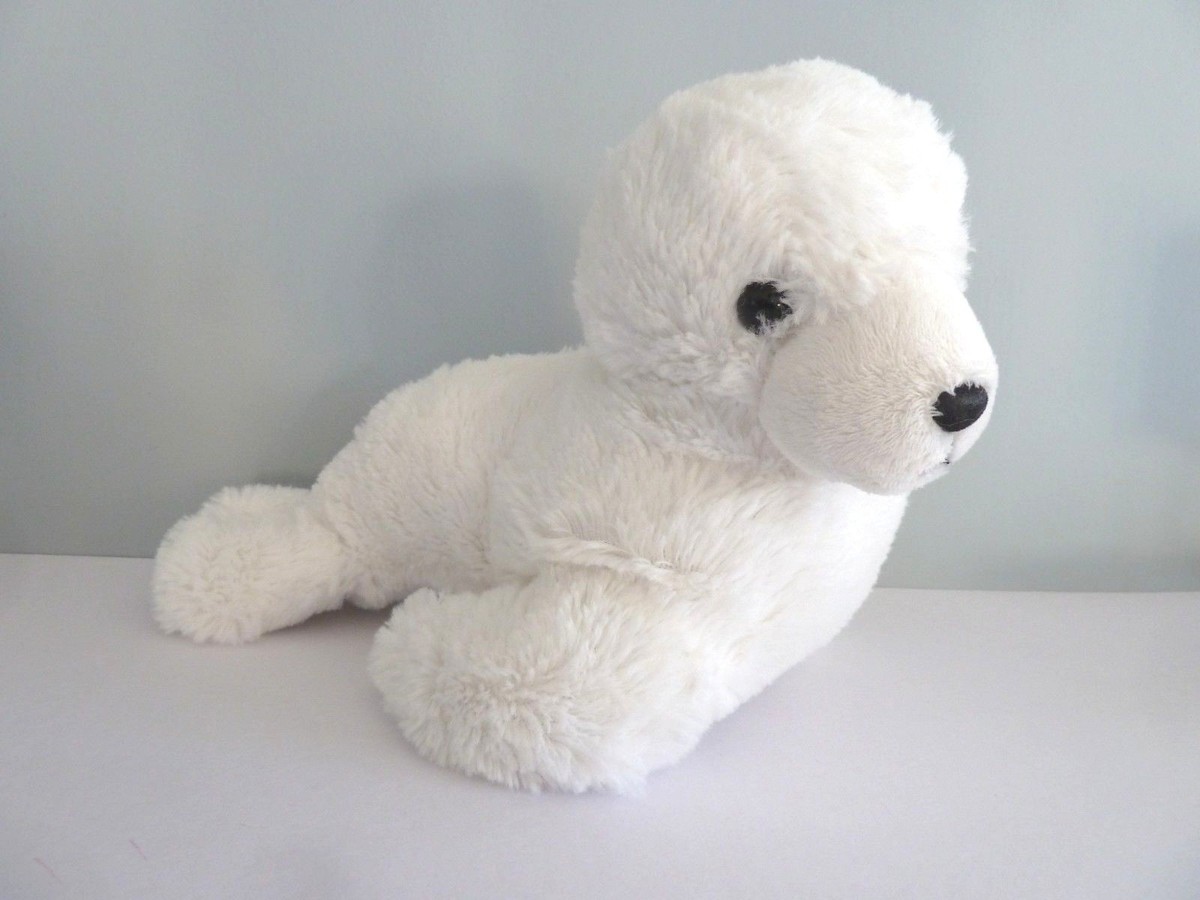 DOUDOU PELUCHE MAX ET SAX BEBE PHOQUE BLANC NEZ YEUX NOIR 26cm EXC - Main Image