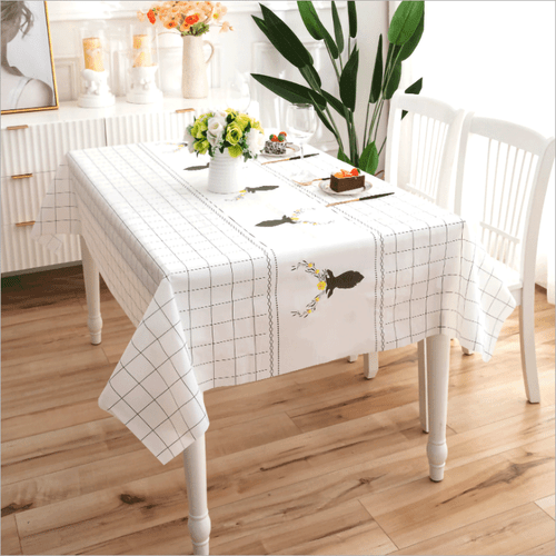 Rectangle Table Cloth Water Stain Resistant PEVA Party Tablecloth Desk Cover Mat - Picture 10 of 23