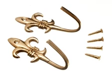 New 50 X Curtain Drape Tieback Fleur De Lys Solid Brass 75 X 25 X 35mm - Onestop