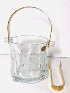 VTG Silvestri Arte Murano Frosted Crystal Ice Bucket with Tongs Italy RARE