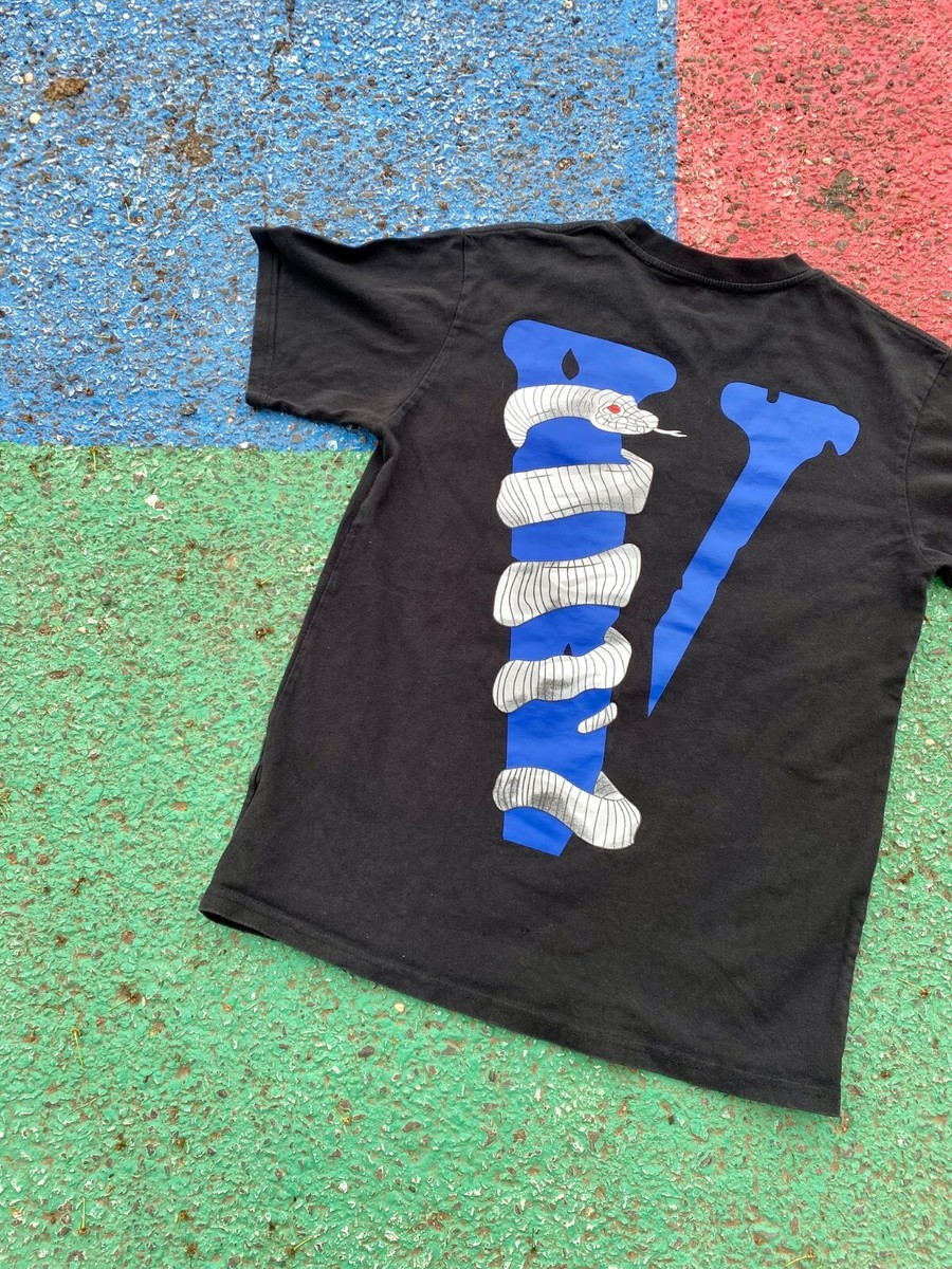 Vlone Classic Stamp Logo White Snake Double Sided Graphic Shirt