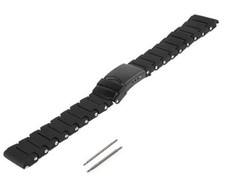 22mm Black Polyurethane Rubber Bracelet PVD Watch Band Luminox 3050 3950 NAVY