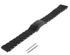 22mm Black Polyurethane Rubber Bracelet PVD Watch Band Luminox 3050 3950 NAVY