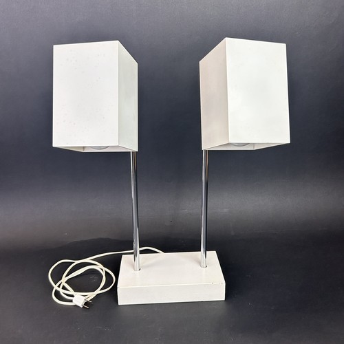 Mid Century Double White Cube  Robert Sonneman Style Desk Task Lamp for Kovacs - Picture 1 of 15