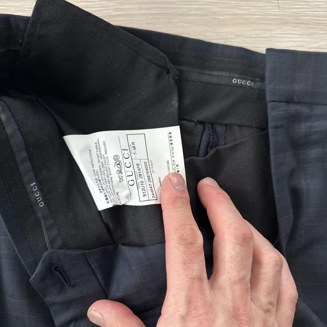 GUCCI Suit 48 Navy x Brown Check F/S from Japan | eBay