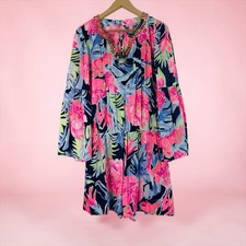 Lilly Pulitzer Ariele Romper High Tide Navy Tropicolada Size M V-Neck Beading