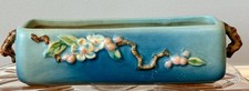 Roseville Apple Blossom Blue 1940s Vintage Art Pottery WindowBox Planter 368-8