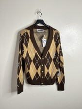 Playboy Pacsun Argyle Brown Cardigan Sweater Mens Small New With Tags