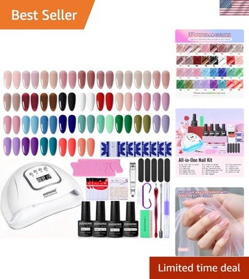 36Pcs Gel Nail Polish Kit with U V Light Crystal Transparent Classic Color 4 ...