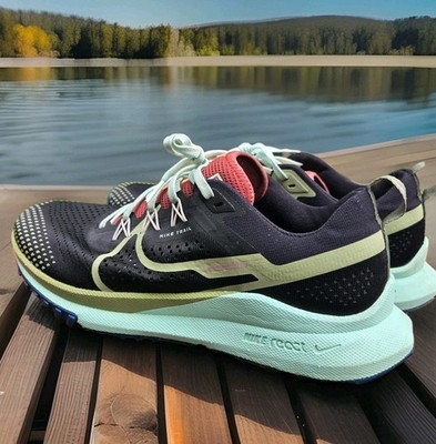 Nike React Pegasus Trail 4 Black Alligator Mint Athletic Shoes Men's Size 10.5 