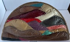 Vintage Clutch Made of a Collage of Genuine Leather and Dyed Reptile Pieces