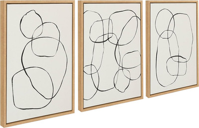 Sylvie Going in Circles; Dancing; and Modern Framed Linen Textured Canvas Art Se