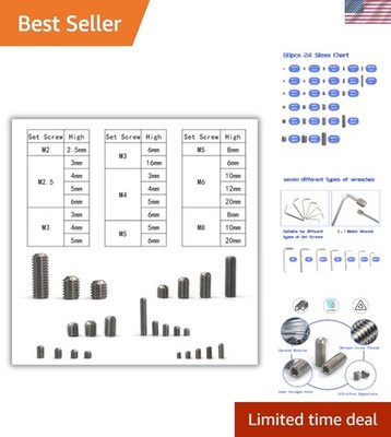 Comprehensive 68-Pc Set Screw Collection - Hex Socket Grub Screws Included