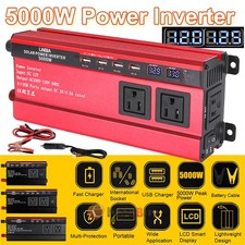 5000W Car Power Inverter DC 12V/24V To AC 110V Sine Wave Solar 4 USB Converter