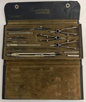ANTIQUE EUGENE DIETZGEN CO DRAFTING SET WITH CASE