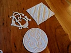 Lot of 3 monograms embroidered on white linen for chic shabby decoration (ref 1)