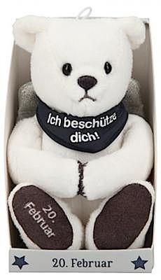 Depesche 8139.051 - Schutzengel Bär aus Plüsch, ca. 9 cm, mit Datum 20. Feb ...