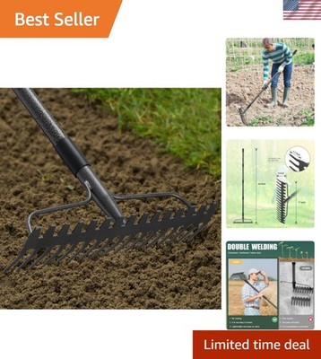 Versatile 63'' Bow Rake with Anti-Rust Coating   Perfect for Lawn & Garden Tasks