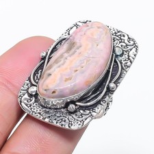 Anillo de joyería de plata de ley 925 con piedras preciosas de rodocrosita natural talla 6 regalo g160