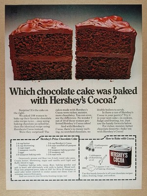 1978 Hershey's Cocoa Prize Chocolate Cake Recipe vintage print Ad