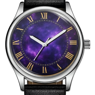 Violet Nebula Roman Dial Trendy 38mm Face Wrist Watch